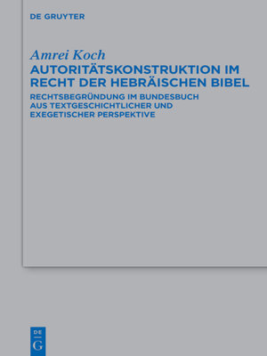 cover image of Autoritätskonstruktion im Recht der Hebräischen Bibel